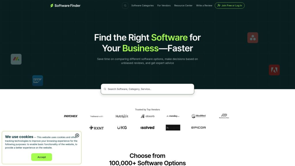 Software Finder homepage – product discovery platform for discovering startups, SaaS, and AI tools