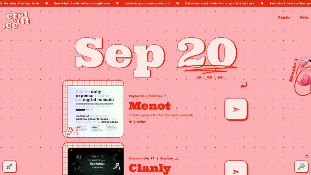 CtrlAlt.CC homepage showing one of the best startup directories for discovering startups and digital products