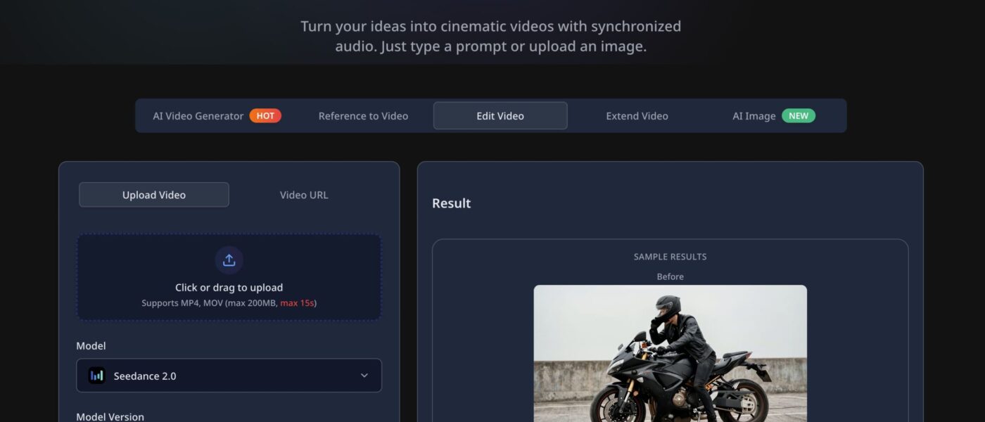 AI video generator from image and ai video generator from prompt interface demonstrating how users can create cinematic AI videos by turning images and text prompts into high-quality visual content