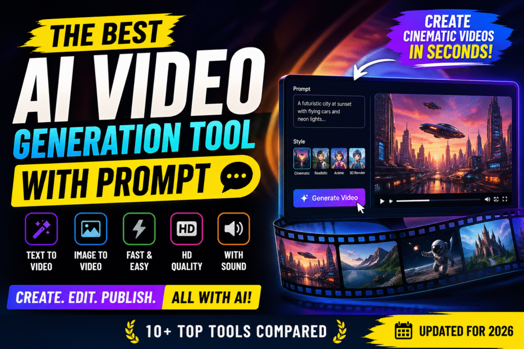 Best AI video generation tools with prompt creating cinematic video from text and image