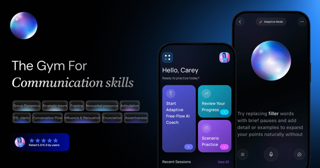 Conversly AI communication coach platform providing English conversation practice, AI roleplay chat, interview preparation app, and multilingual communication training