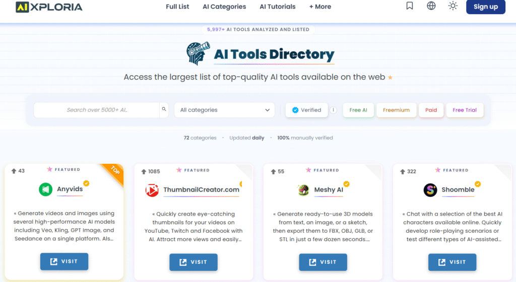 AIxploria - Product Discovery Platforms for AI Tools