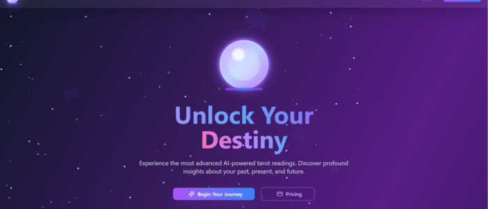 AI tarot reader platform dashboard showing ai powered tarot reading and ai future prediction insights