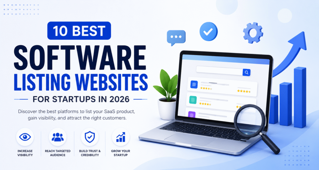 Best software listing websites for startups in 2026 with software discovery platforms, SaaS product listings, customer reviews, and business growth insights.