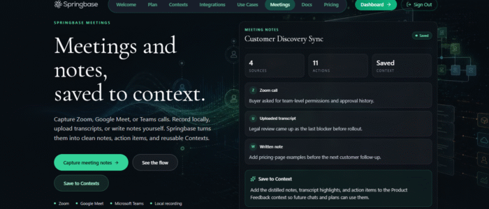 Springbase AI workflow automation platform that turns business goals into finished work using AI agents, workflows, and company knowledge