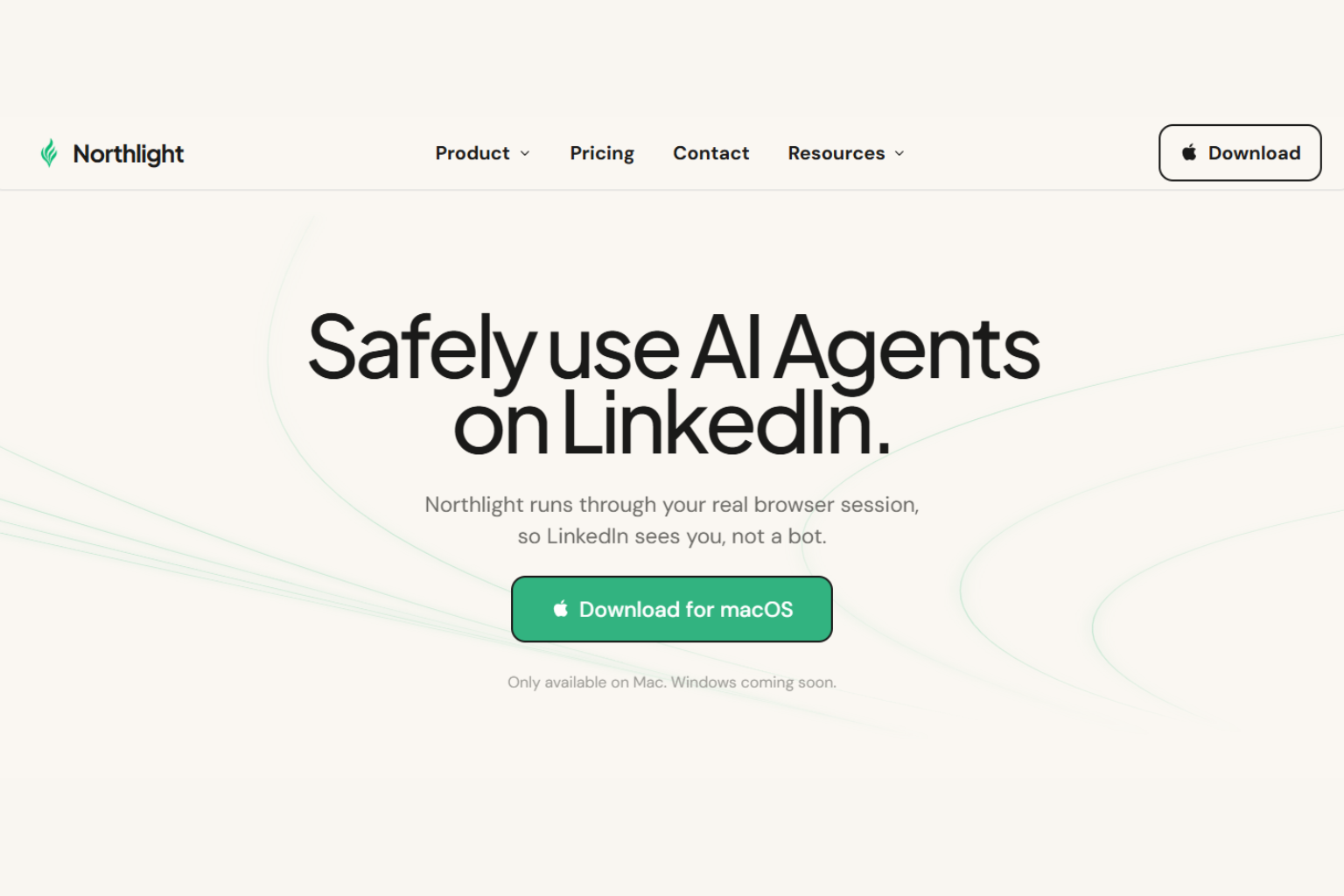 Northlight macOS app interface showing safe LinkedIn automation without ban, prospecting dashboard, and CRM integration tools for seamless outreach automation.