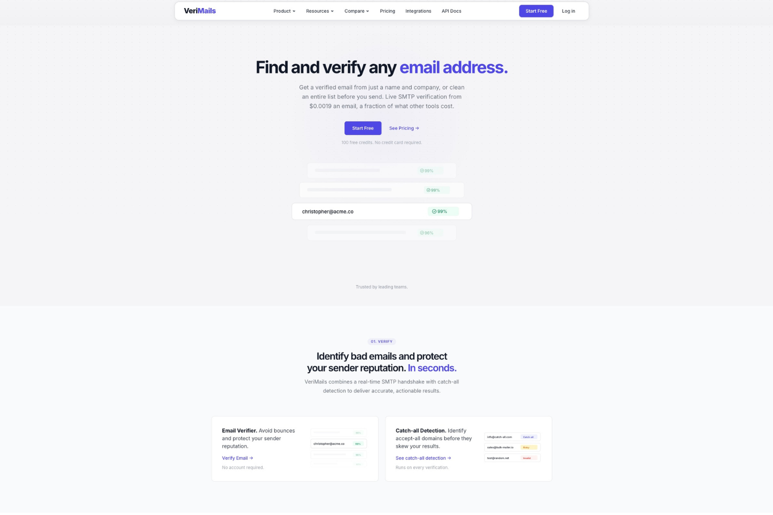 VeriMails email verifier and email verification tool for bulk email verifier, email finder, and real-time email verification.
