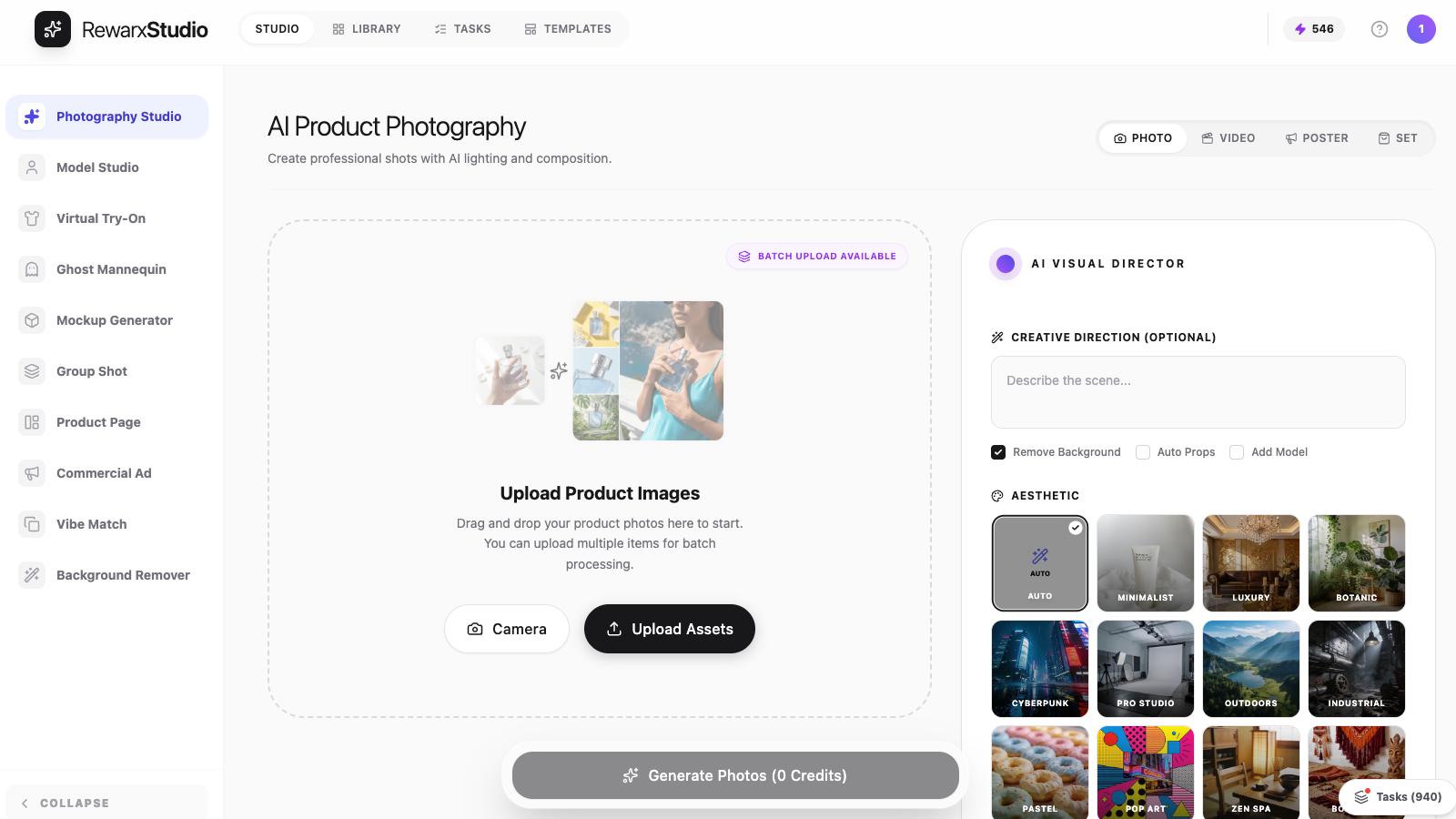 Rewarx Studio AI product photography for ecommerce
