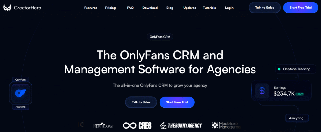 CreatorHero CRM for OnlyFans creators and agency management