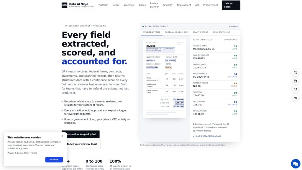Data AI Ninja: Best OCR software Data AI Ninja dashboard
