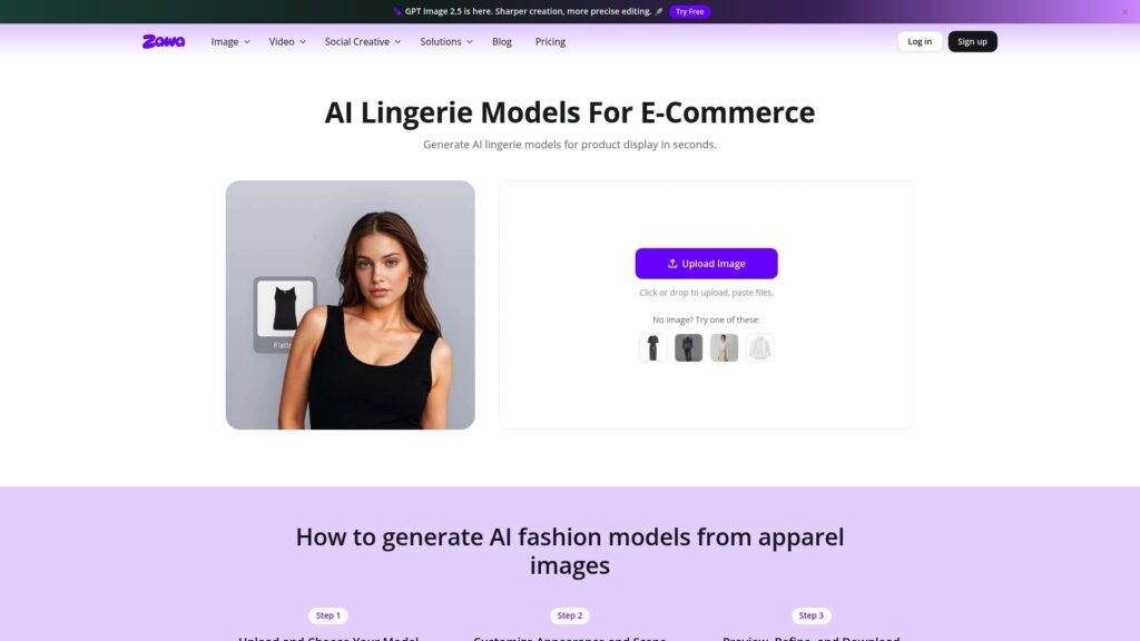 Zawa AI bikini model generator for creating bikini photos on different AI models