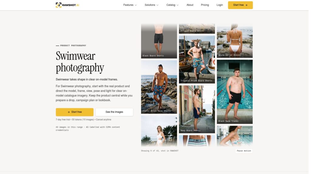 Rawshot AI bikini model generator creating reusable AI fashion models