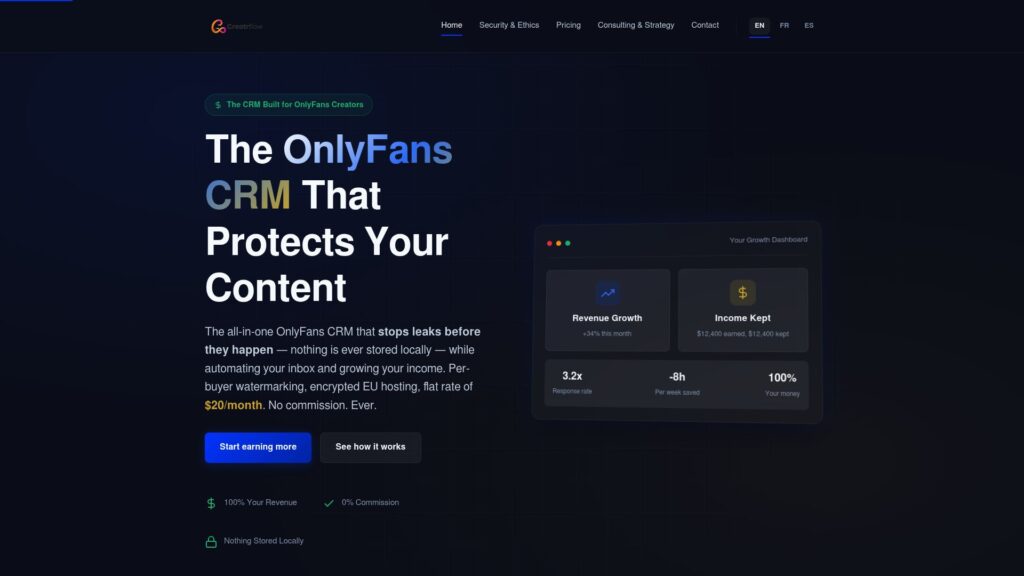 Creatrflow CRM for OnlyFans with leaked content protection