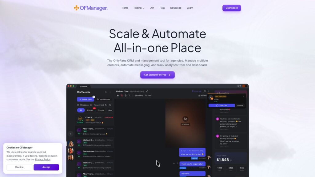 OFManager CRM for OnlyFans with fan segmentation and spending tracking
