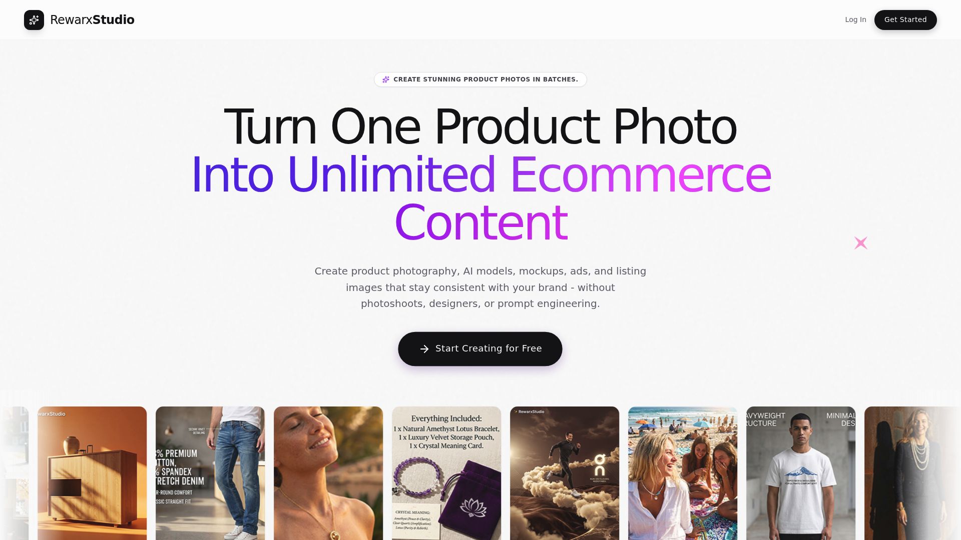 Rewarx Studio AI product photography for ecommerce