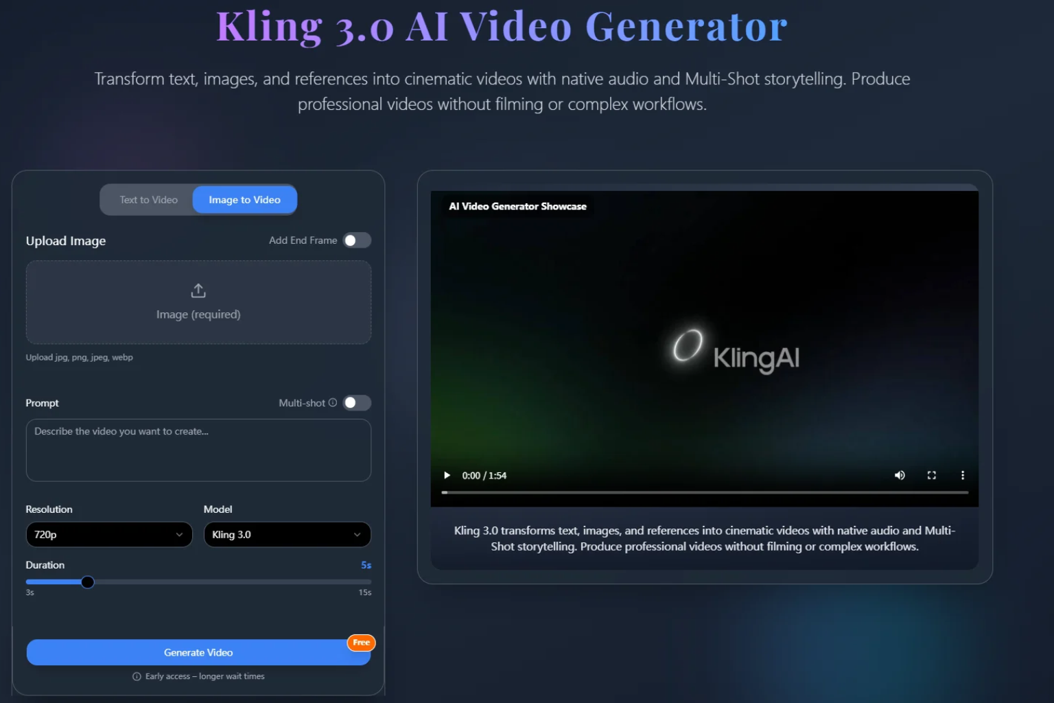Kling 3.0 multi shot AI video generator for creating connected video scenes