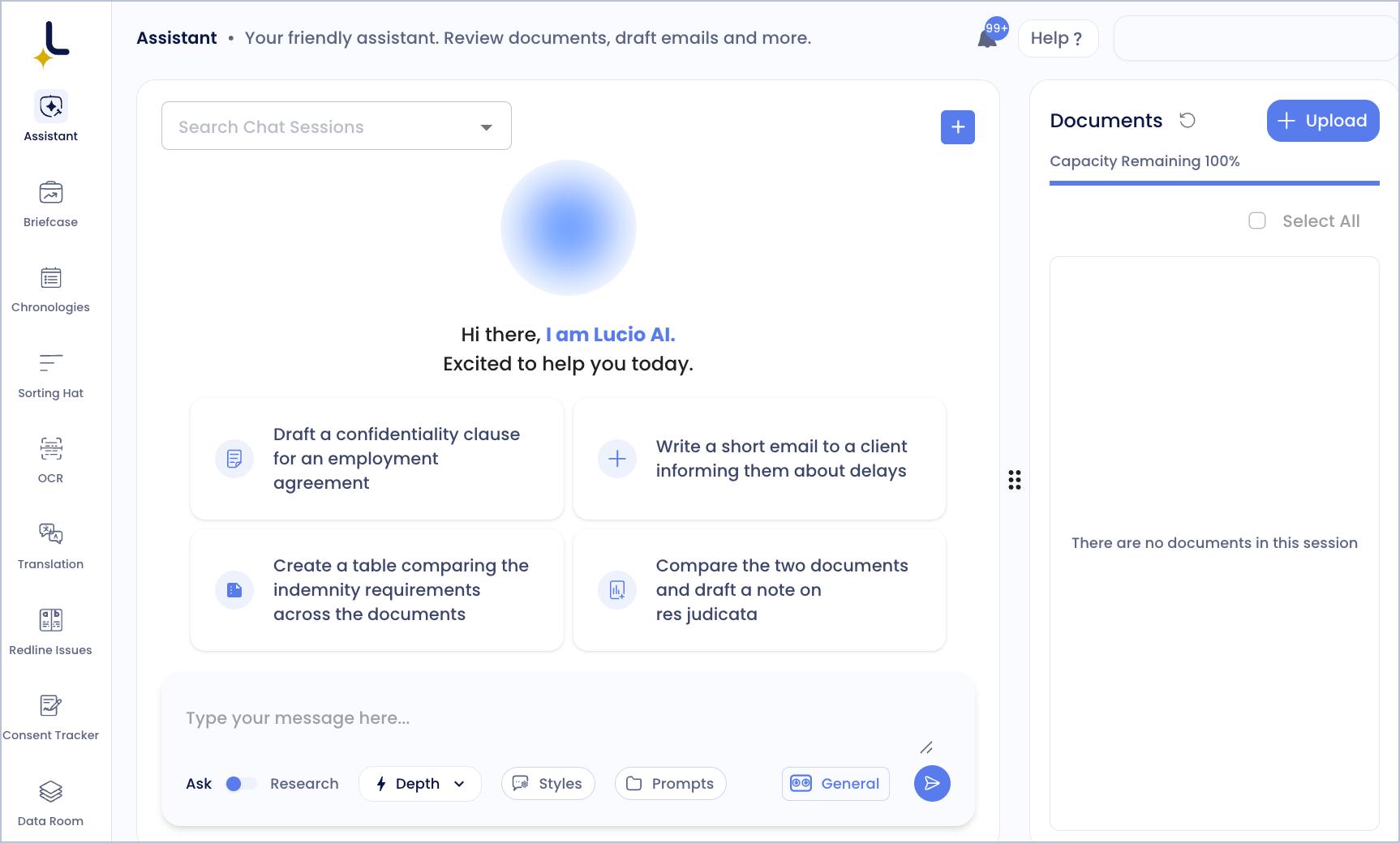 Lucio legal AI assistant for legal research