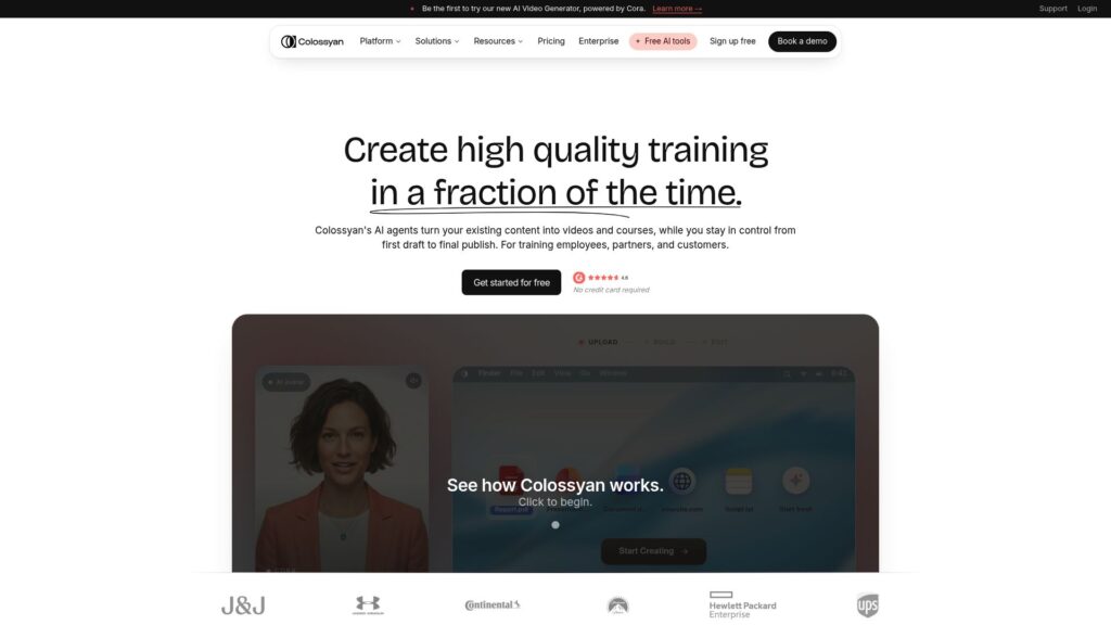 Colossyan AI training video platform – Synthesia alternative