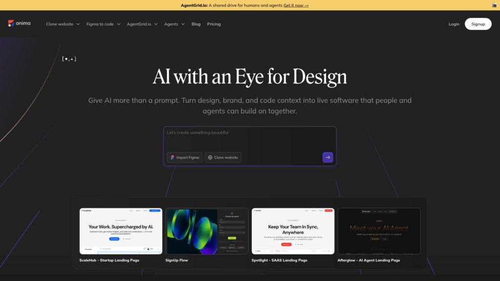Anima homepage, an html.to.design alternative for connecting Figma designs with code