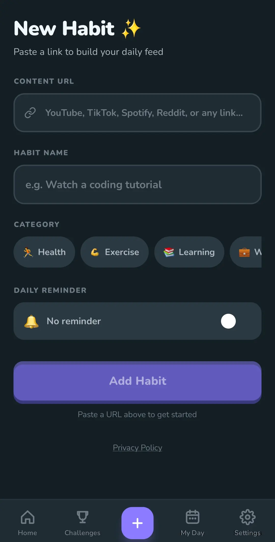 Daily habit tracker app Feedstack helping users build routines with saved content, personalized reminders, and habit tracking.