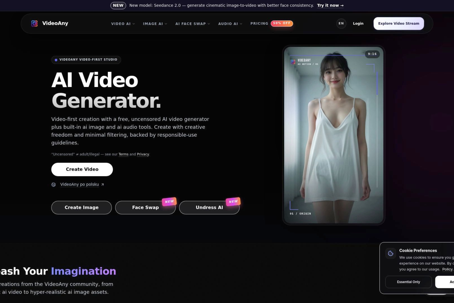 Unrestricted AI video generator for uncensored video creation