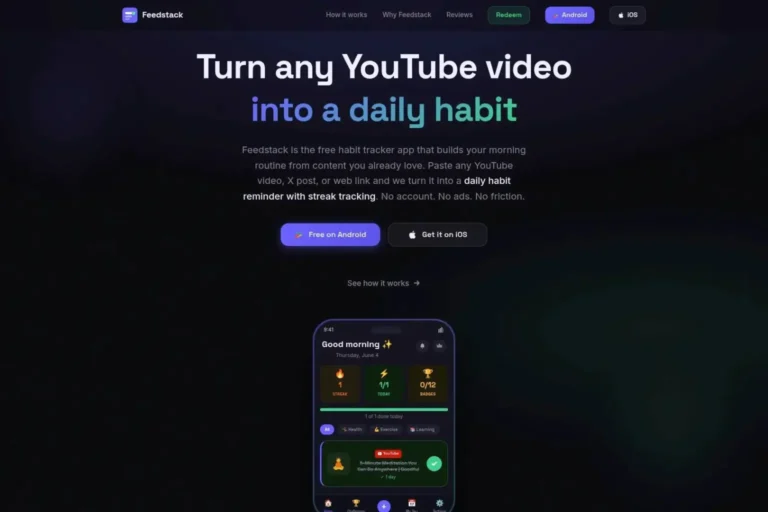Daily habit tracker app Feedstack helping users build routines with saved content, personalized reminders, and habit tracking.