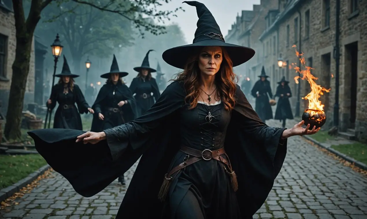 Halloween video generator Ramalama AI transforming a photo into a cinematic Halloween costume-walk video.