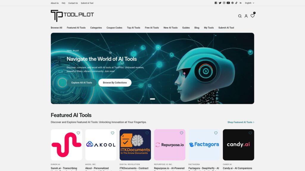 ToolPilot.ai platform to submit your AI tool and reach users