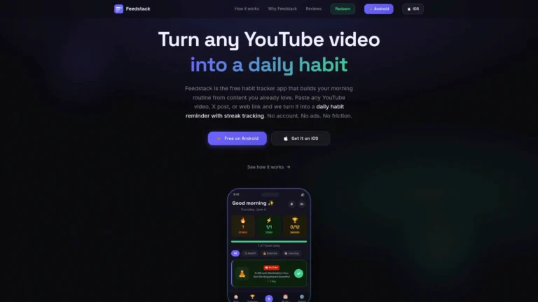 Feedstack habit tracker app for building daily habits with saved content and reminders