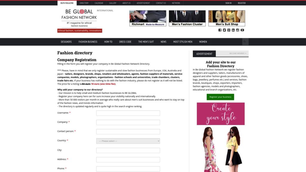 BGFashion e-commerce store directories listing