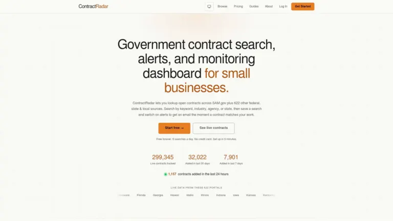 ContractRadar, an affordable SAM.gov alternative for finding US federal, state, and local contracts