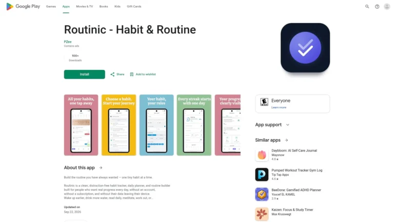 Routinic habit tracker app for managing daily routines, setting reminders, and tracking progress