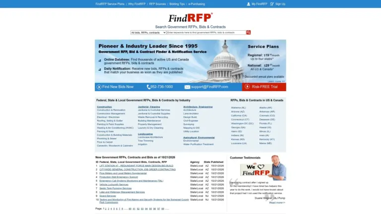 FindRFP, an affordable SAM.gov alternative for finding government bids in the US and Canada