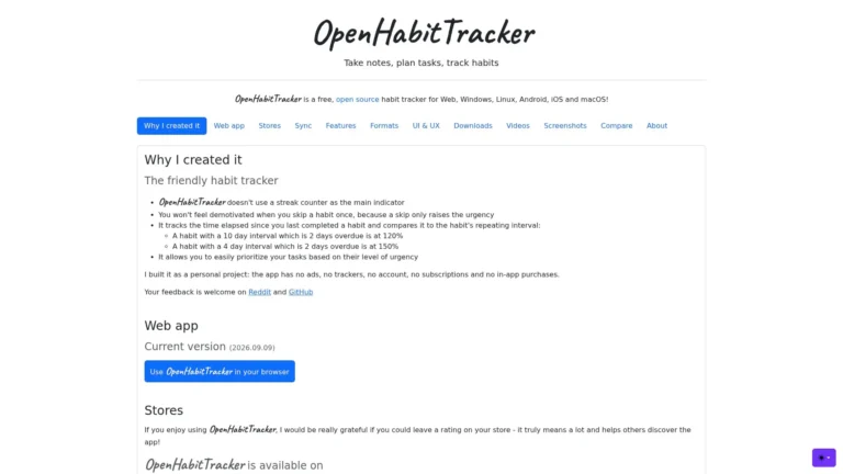 OpenHabitTracker habit tracker app for tracking habits, managing tasks, and organizing notes across devices