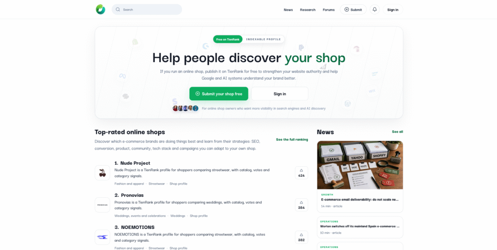 Ecommerce store directory for discovering online shops